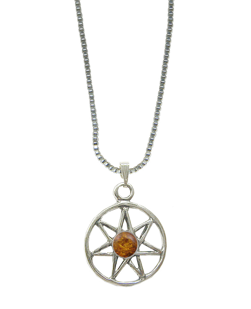 Sterling Silver Fairy Star Pendant With Amber